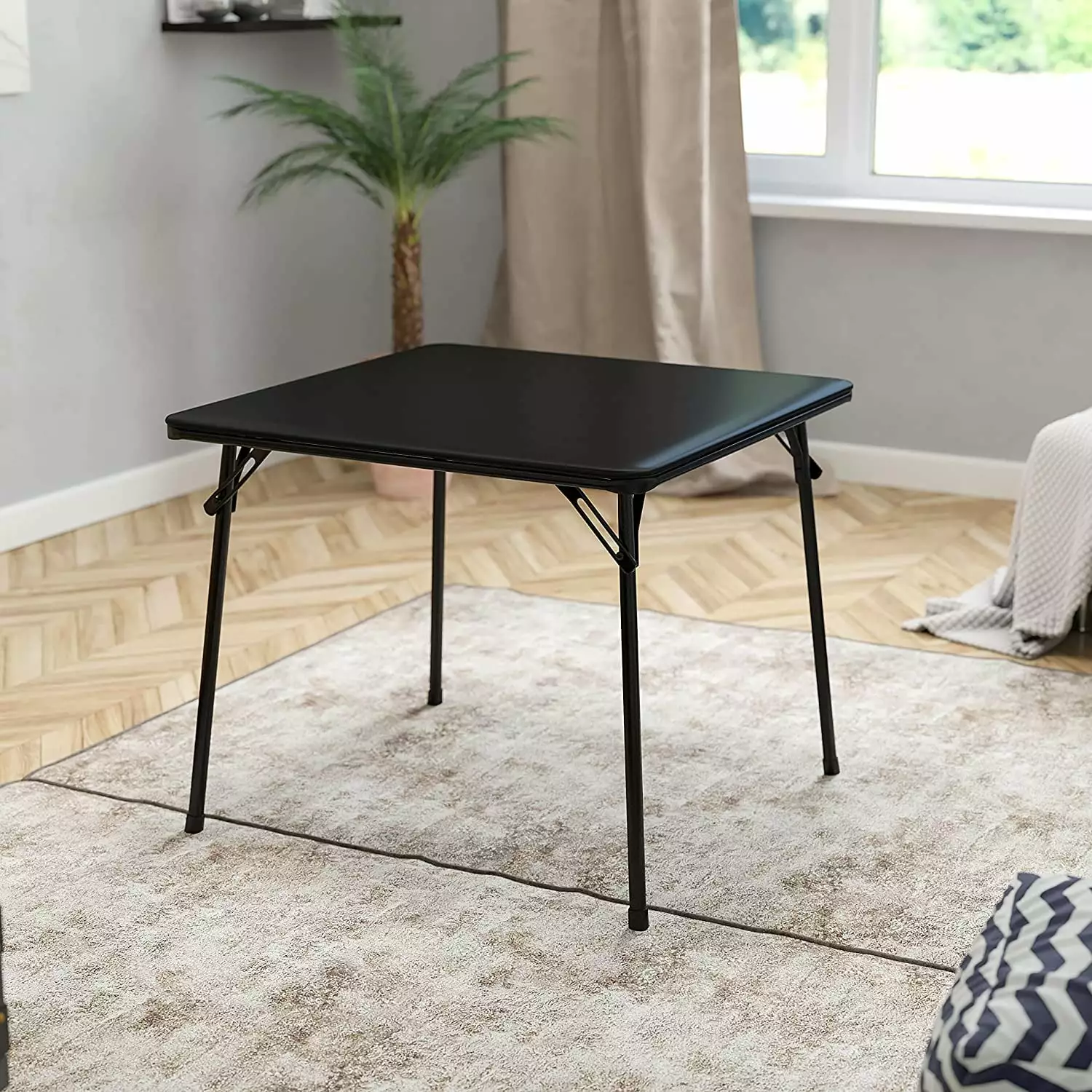 Folding Card Table Black Foldable Card Table Square Portable Table Collapsible Legs
