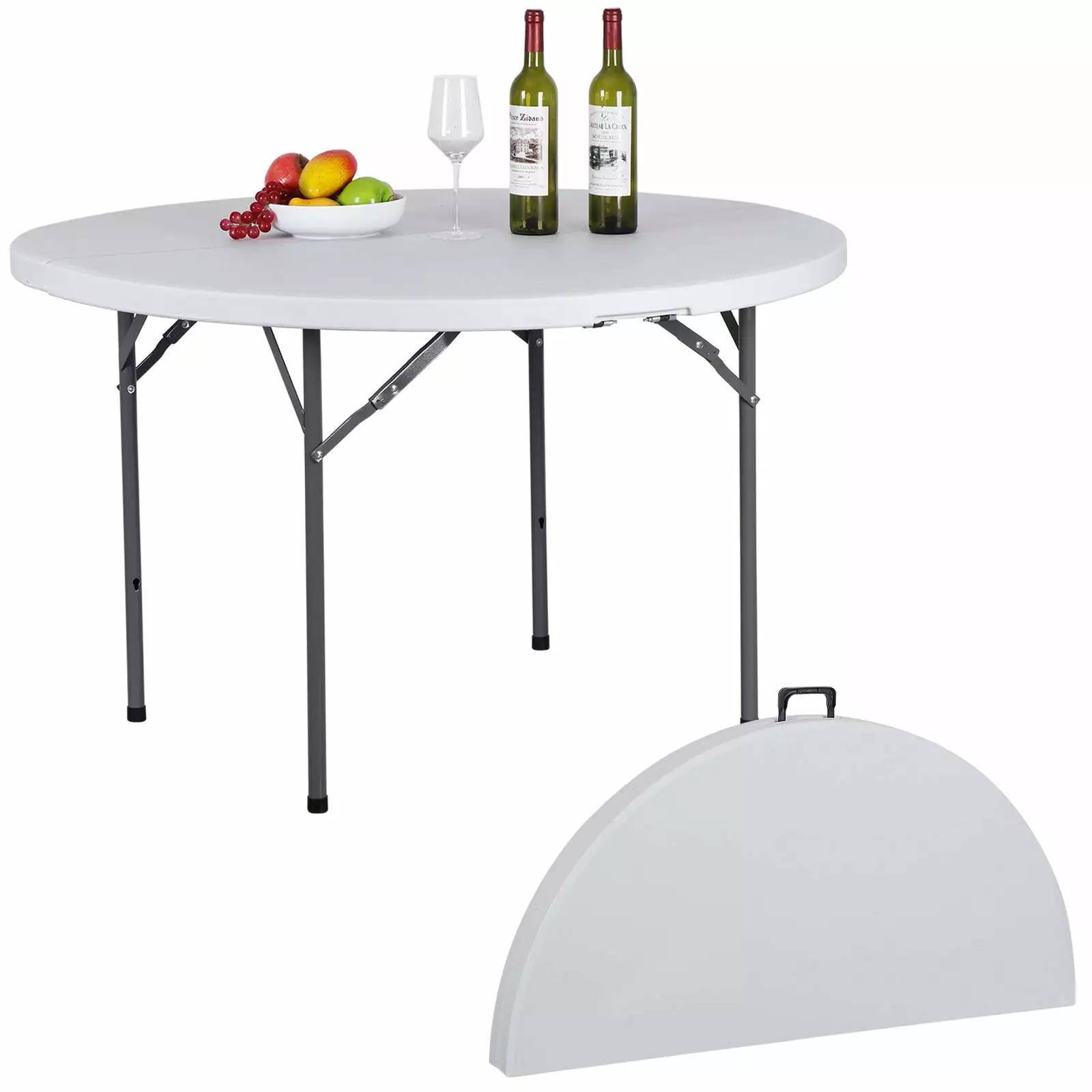 48 Round Bi-Folding Commercial Plastic Dining Card Table Outdoor
