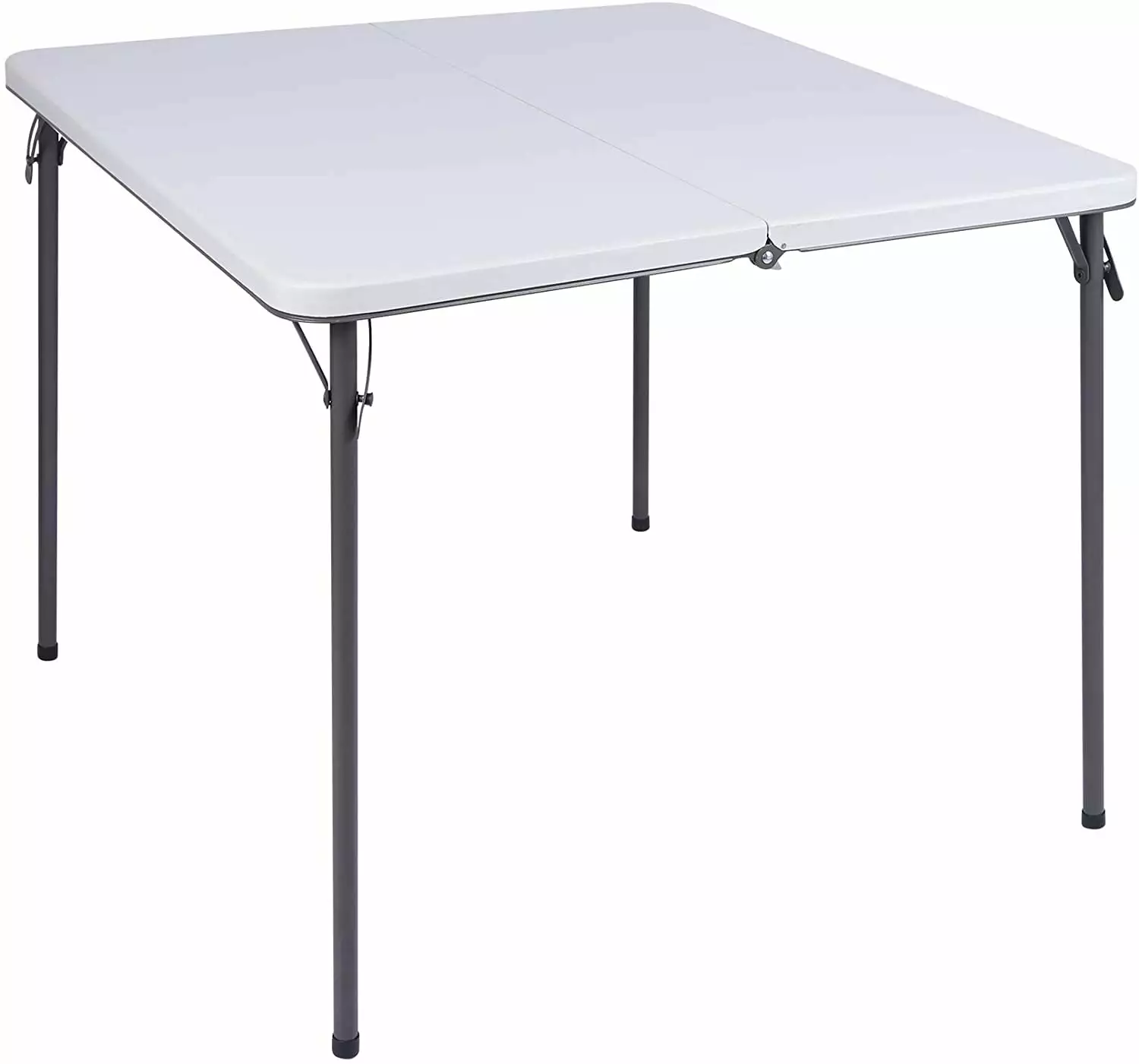 34 Square Folding Card Table Resin Top - Portable Fold Half Small Card Table Indoor Outdoor Use - White