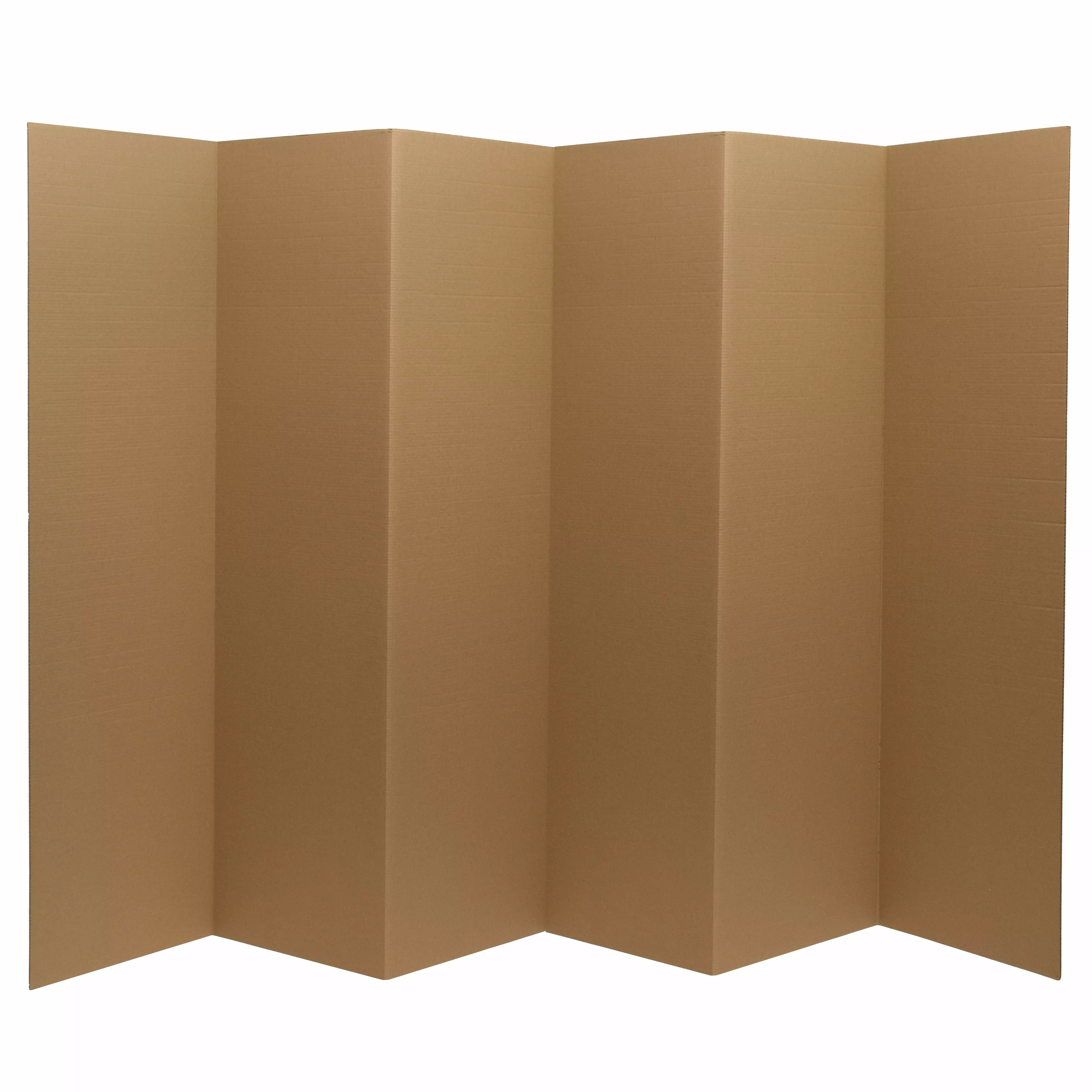 6 ft Tall Plain Brown Cardboard Privacy Screen Room Divider 6 Panel Oriental Furniture