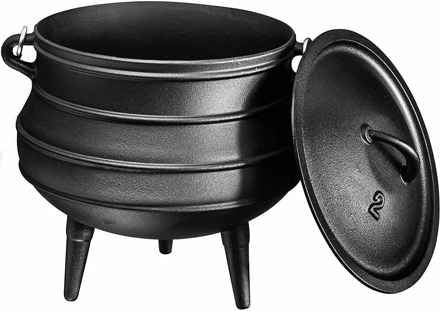 Bruntmor 8.5 Quart Cast Iron Cauldron African Potjie Pot Lid Campfire Cooking