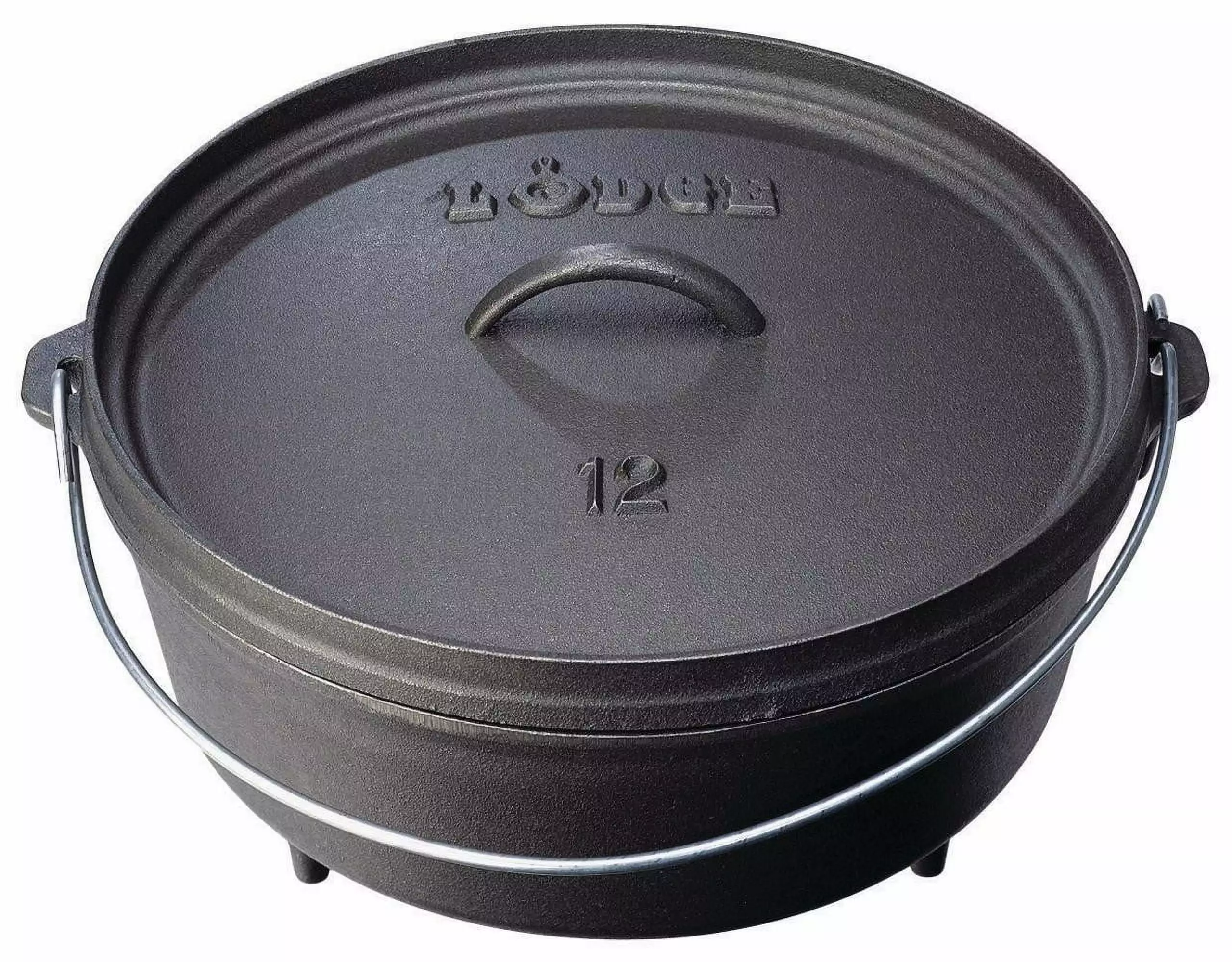 Lodge Cast Iron 12 Quart Seasoned Camp Dutch Oven Lid Outdoor Cooking