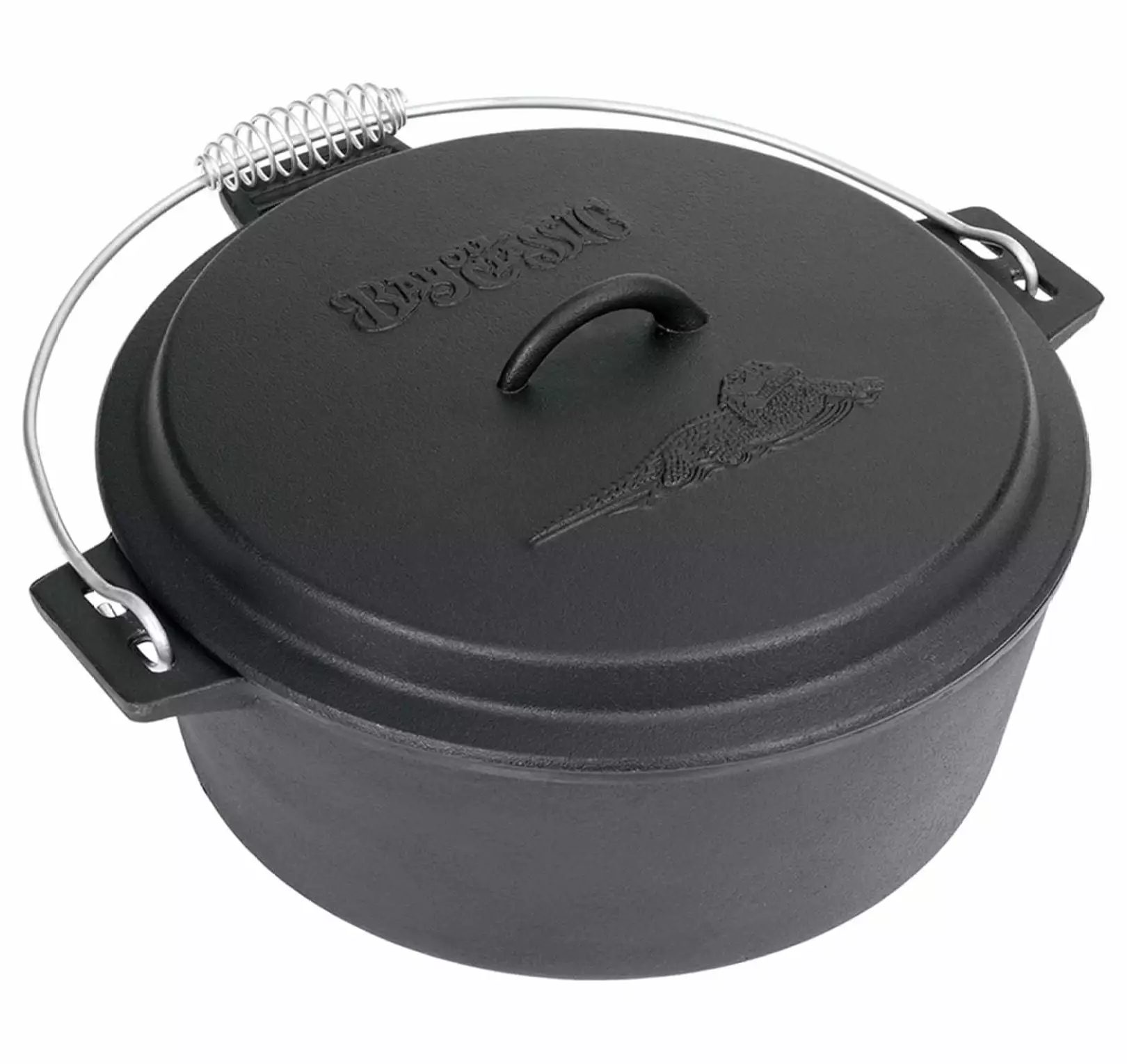 LcXctD 10-qt Pre-Seasoned Cast Iron Chicken Fryer Domed Lid and Cool Touch Coil Handle - Perfect Frying Chicken, Fish, Chi...