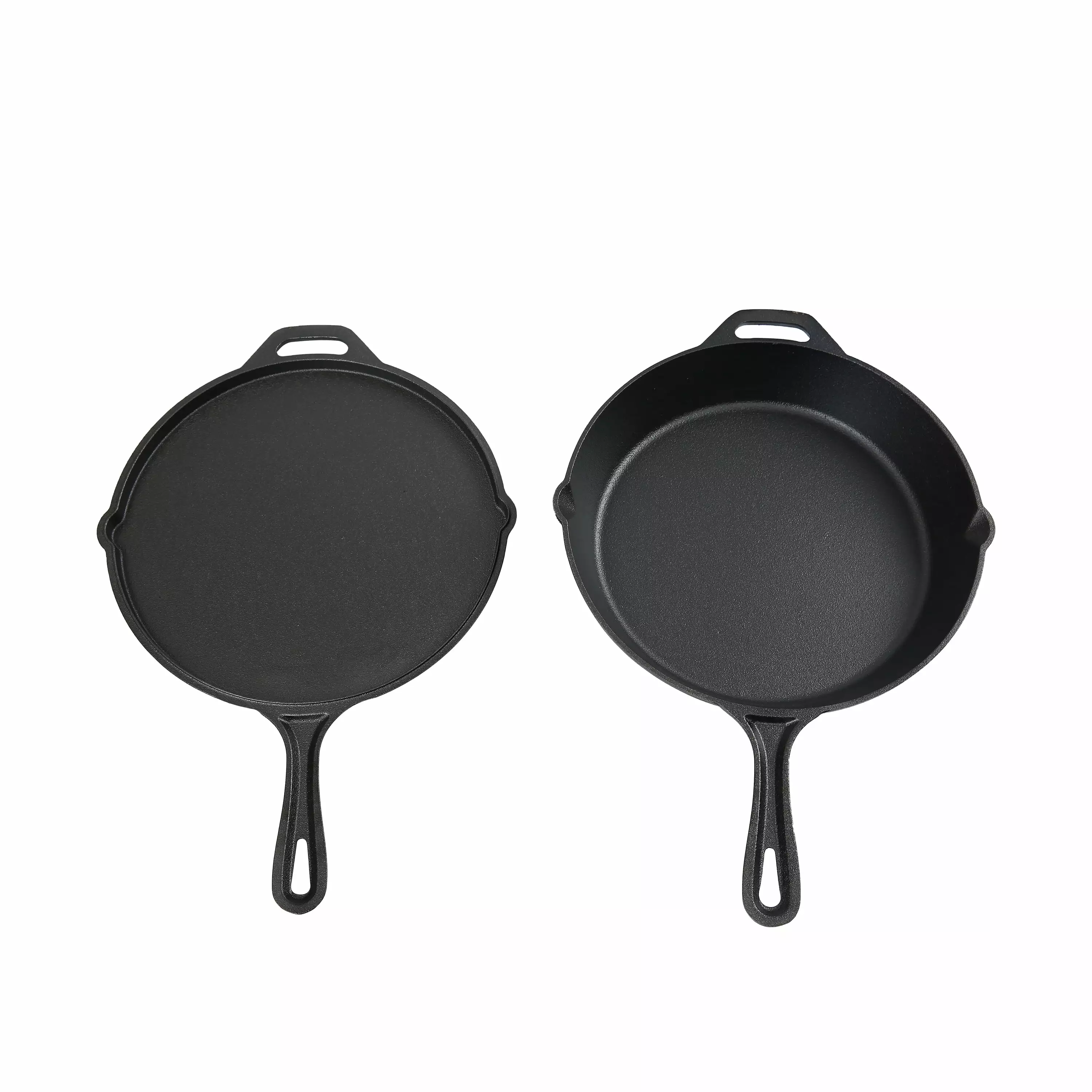 Ozark Trail 2 Piece 12 Inch Cast Iron Skillet Set Pre-Seasoned Outdoor Cooking
