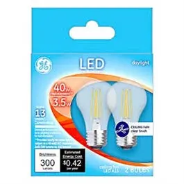 LED Ceiling Fan Light Bulbs Daylight Clear 300 Lumens 3.5-Watts 2-Pack Fan Compatible Bulbs GE