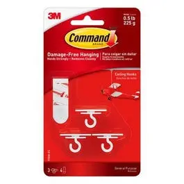 Ceiling Hooks 3-Ct Heavy Duty Hanging Plants and Decorations Command