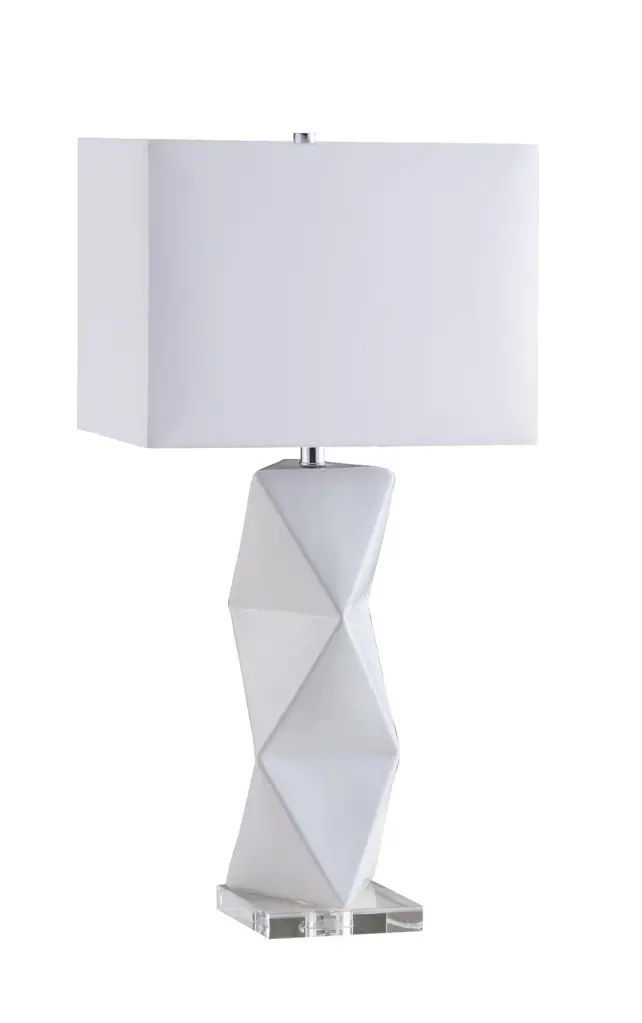 Camie Geometric Ceramic Base Table Lamp White Modern Bedside Lamp