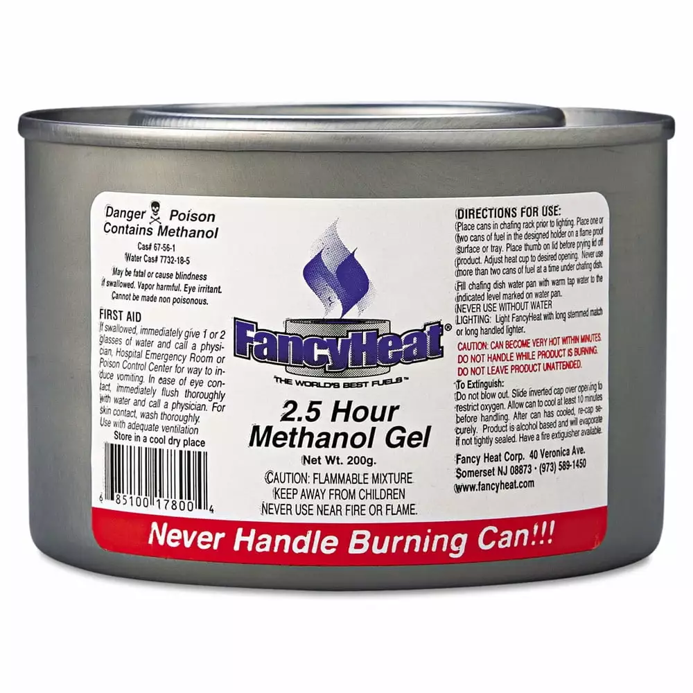 Methanol Gel Chafing Fuel Can 2.5 Hour Burn 7oz 72 Count Carton Food Warmers