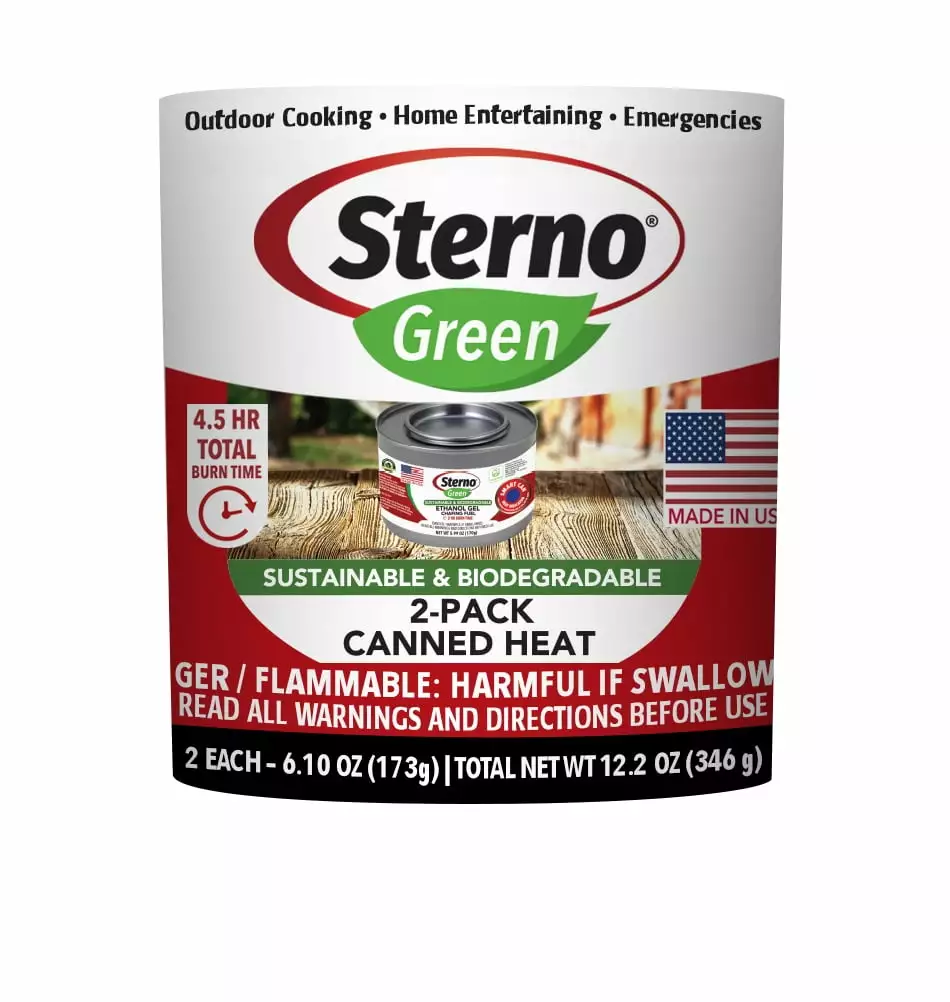Sterno Brand 2 Pack Canned Heat 2.25 Hour Ethanol Gel Fuel 6.10oz