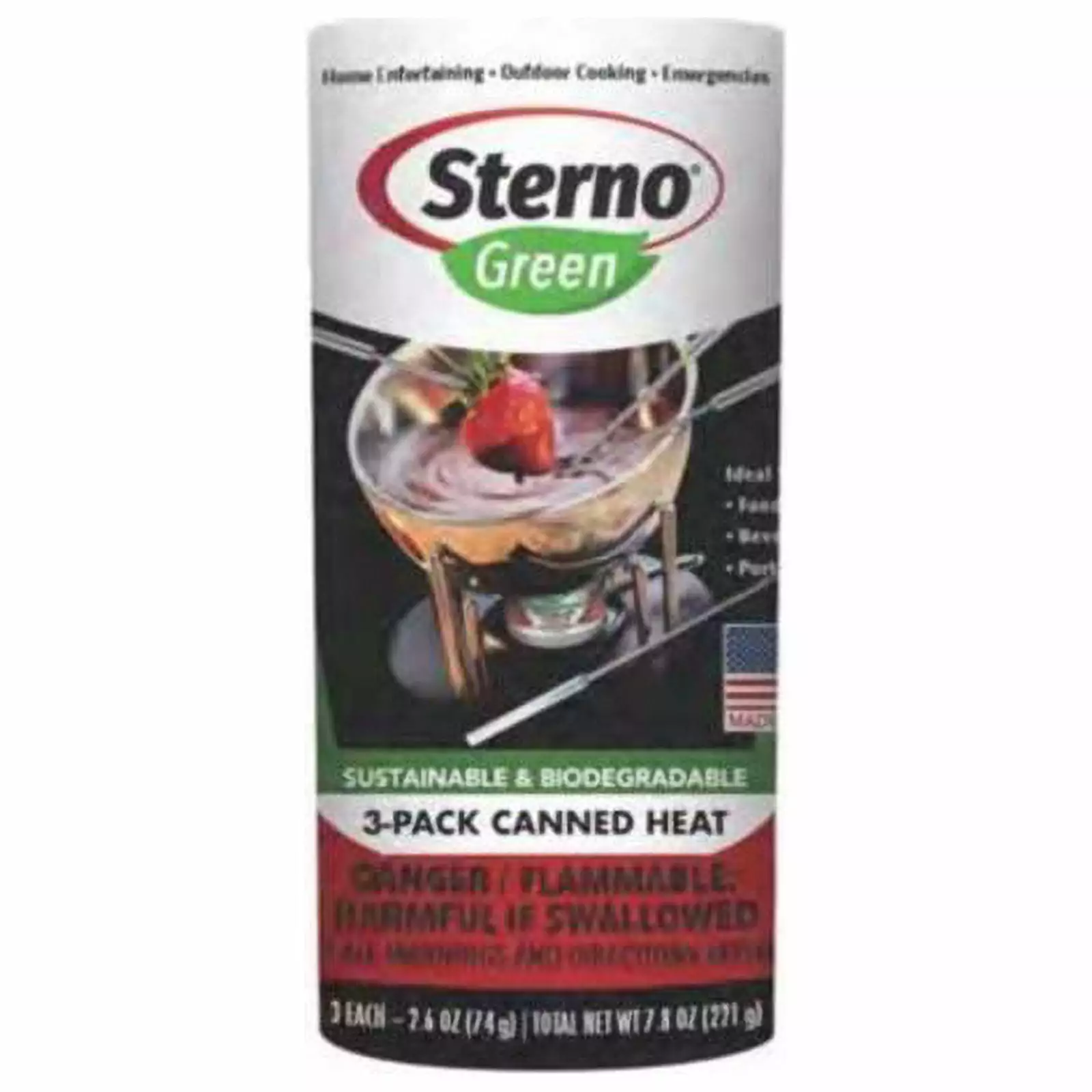 Sterno Green Canned Chafing Fuel Ethanol Gel 7.8 Oz 3 Pk