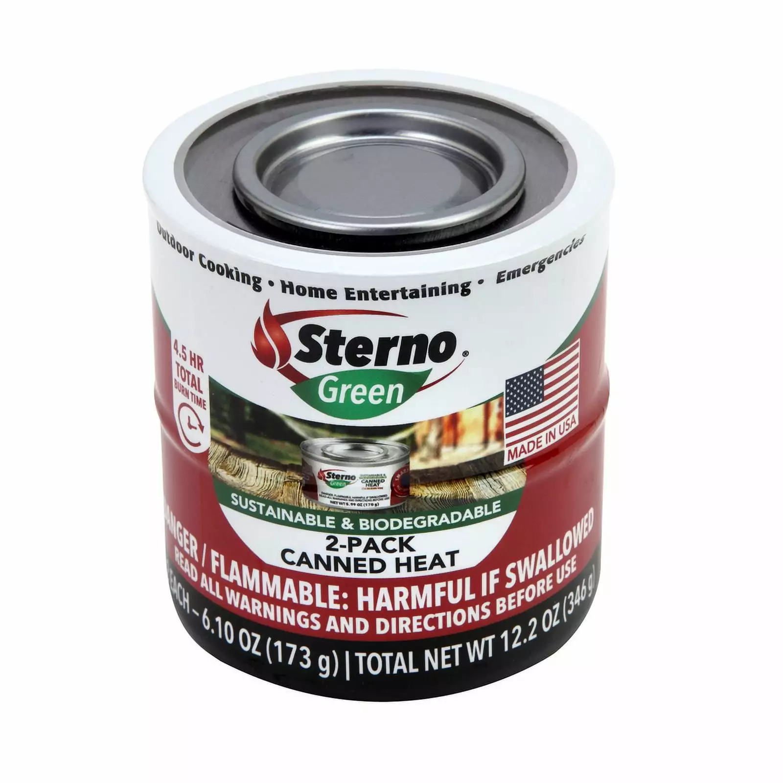 Sterno Green Canned Heat Ethanol Gel 12.2 Oz 2 Pack Catering Buffet Heating