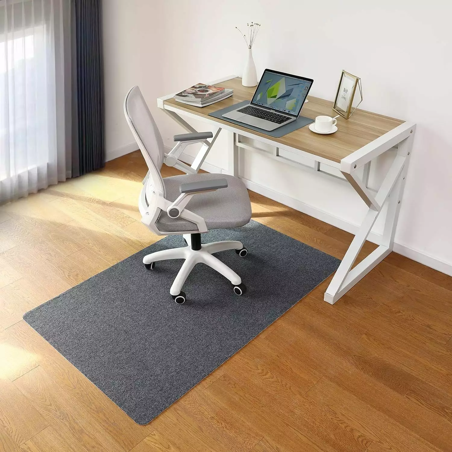 BN-LINK Dark Gray Office Desk Chair Mat 55x35 Inches Hardwood Floors
