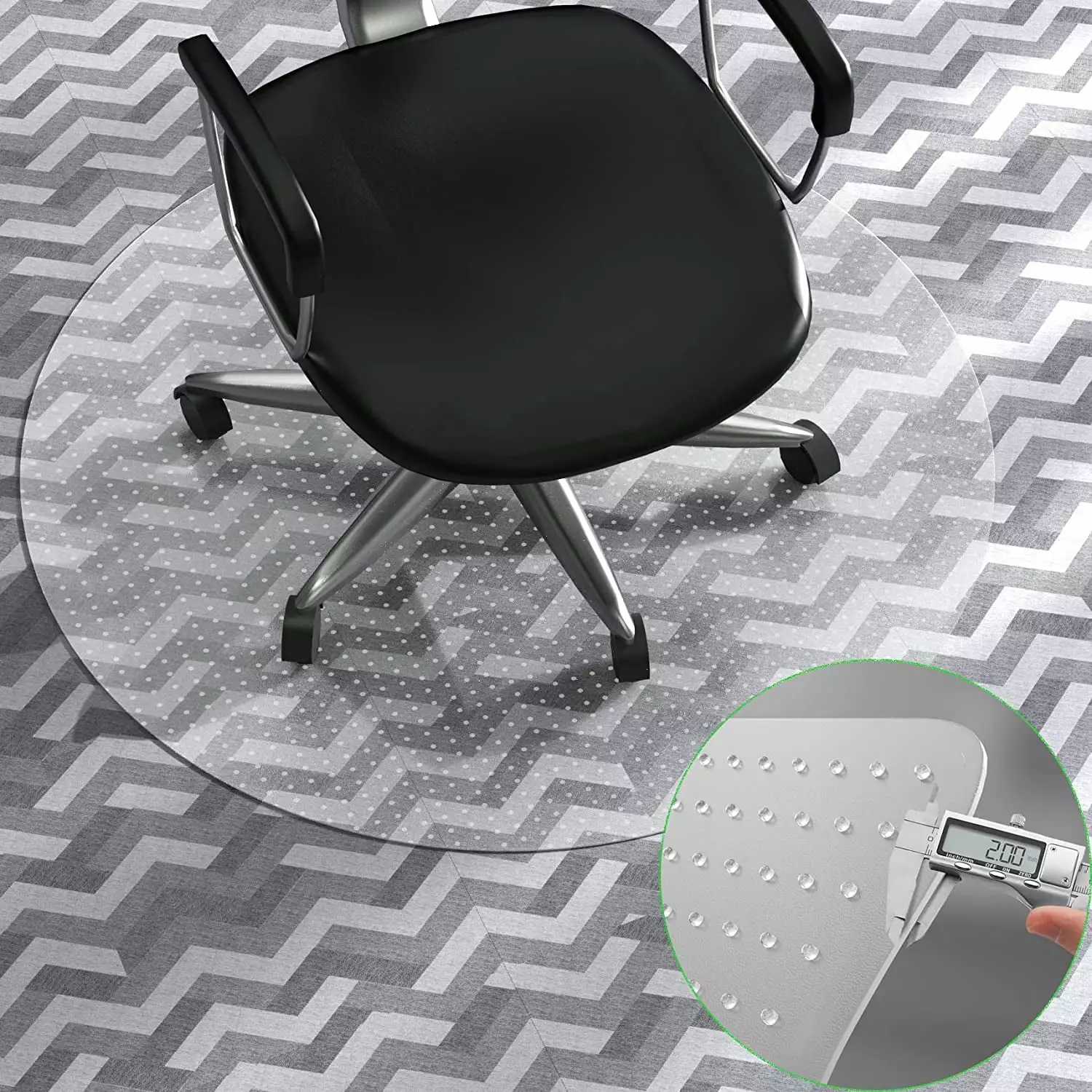 Office Chair Mat Carpeted Floors 36 Inches Round 3.0mm Thick Studs CoPedvic