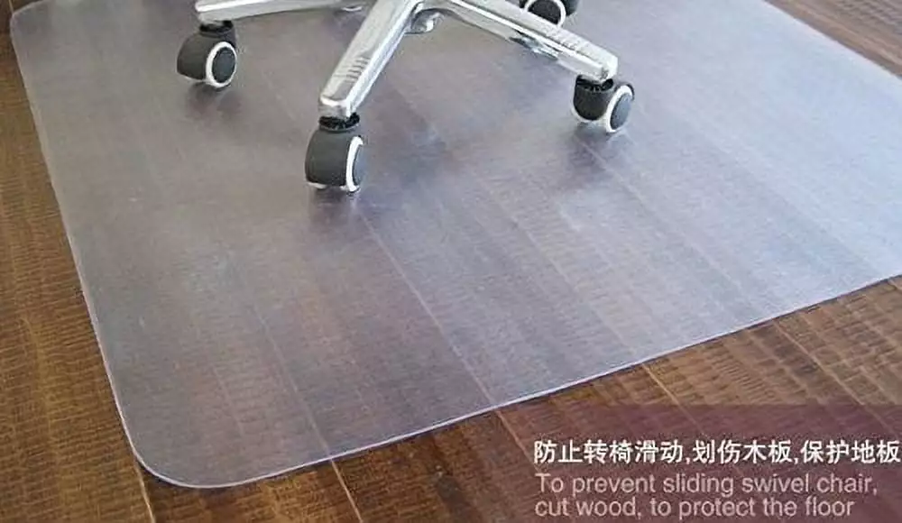 Rectangular PVC Chair Mat Hard Floors Clear 46 x 60 Inches 2.0mm Thick Rainforest