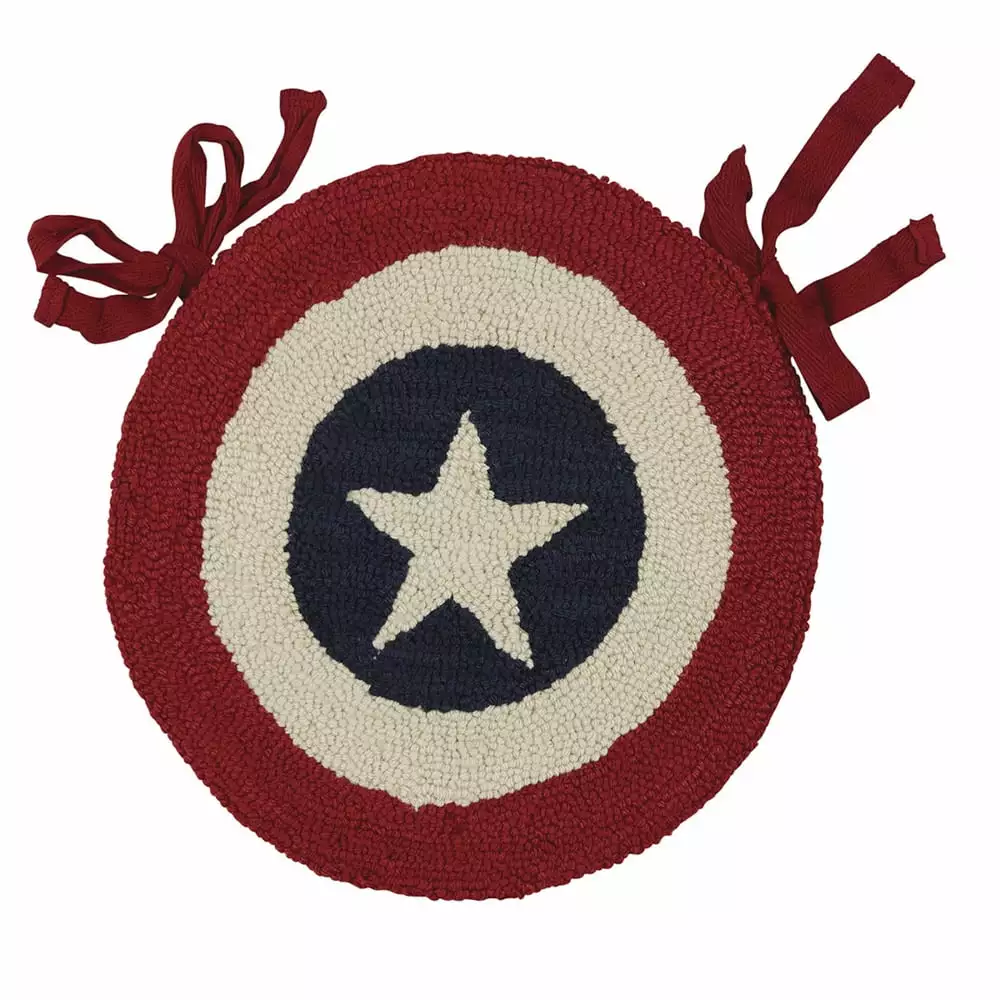 Park Designs Red Americana Star Hooked Chairpad Home and Office