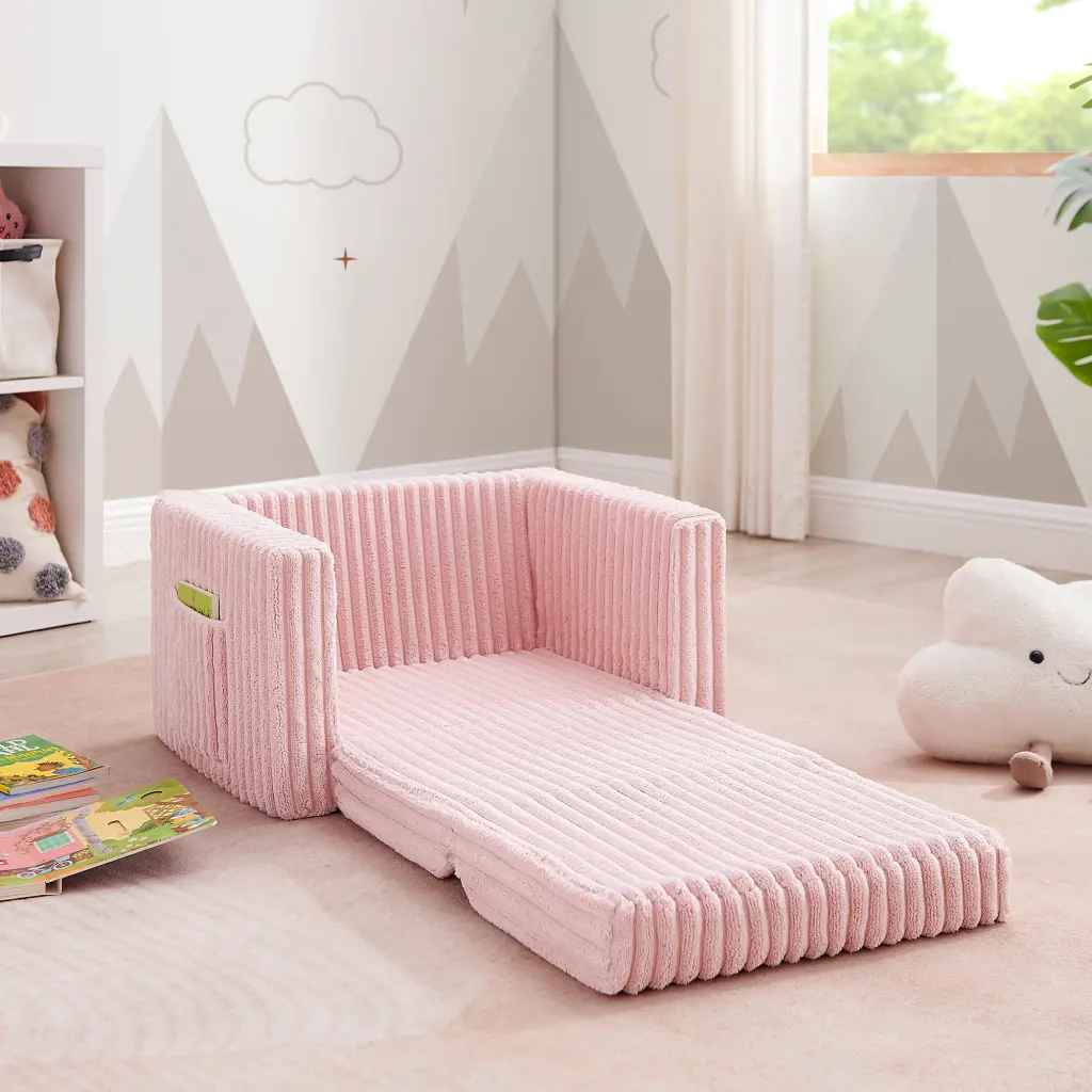 Ulax 2--1 Convertible Kids Chair Flip Open Sofa Sleeper Pink Toddler Furniture Ulax Furniture