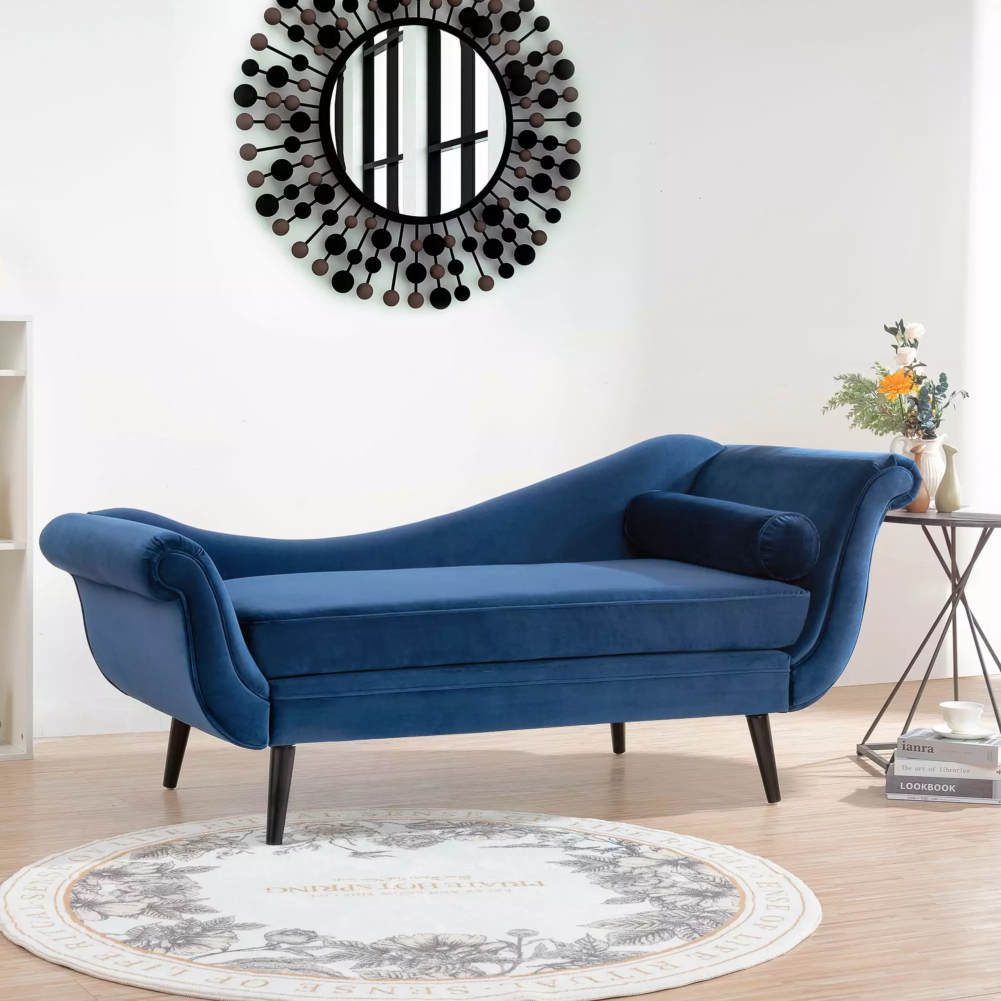 DeeHome Chaise Lounge Scroll Arm - Comfortable Living Room Chair Chaise