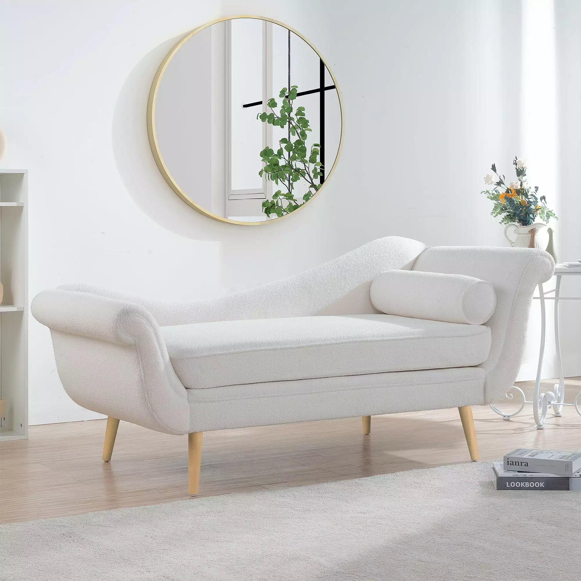 DeeHome Chaise Lounge Scroll Arms - Stylish Living Room Furniture Chaise