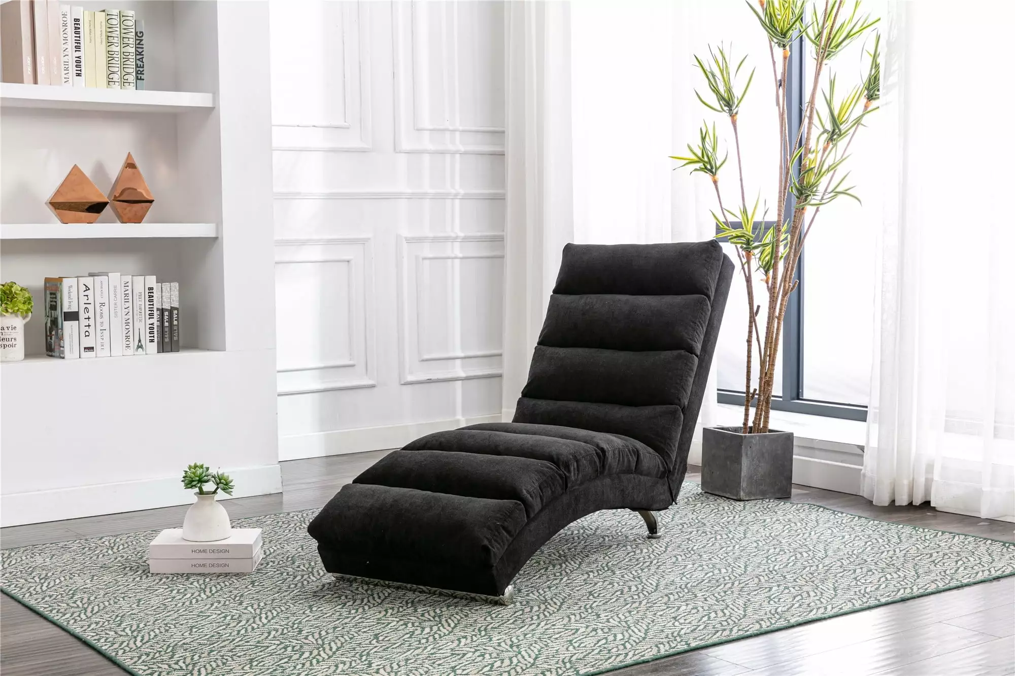 DeeHome COOLMORE Linen Chaise Lounge Indoor Chair Modern Long Lounger Office Living Room Chaise