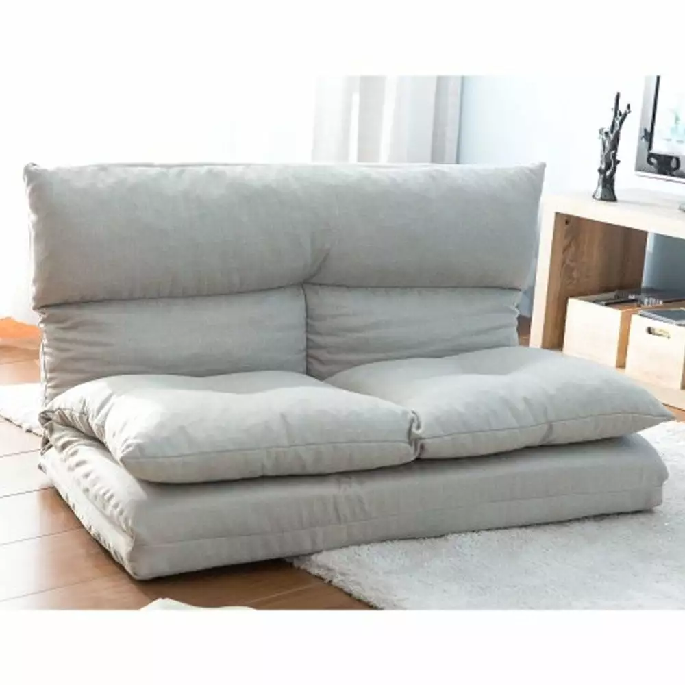 Gray Fabric Folding Chaise Lounge Floor Sofa Compact Living Spaces Chaise Hypeshops