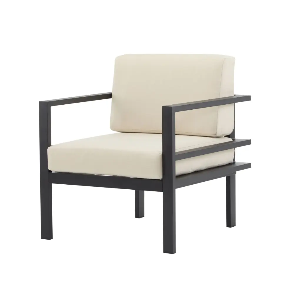 Modern Outdoor Lounge Chair Aluminum Frame And Weather Resistant Cushions