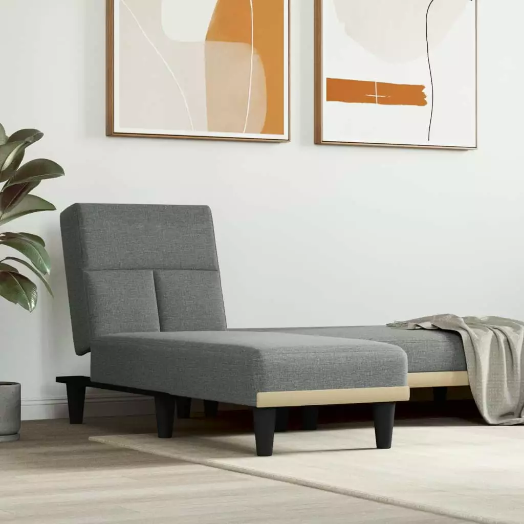 Moobody Chaise Longue Dark Gray Fabric Lounge Chair Living Room Chaise