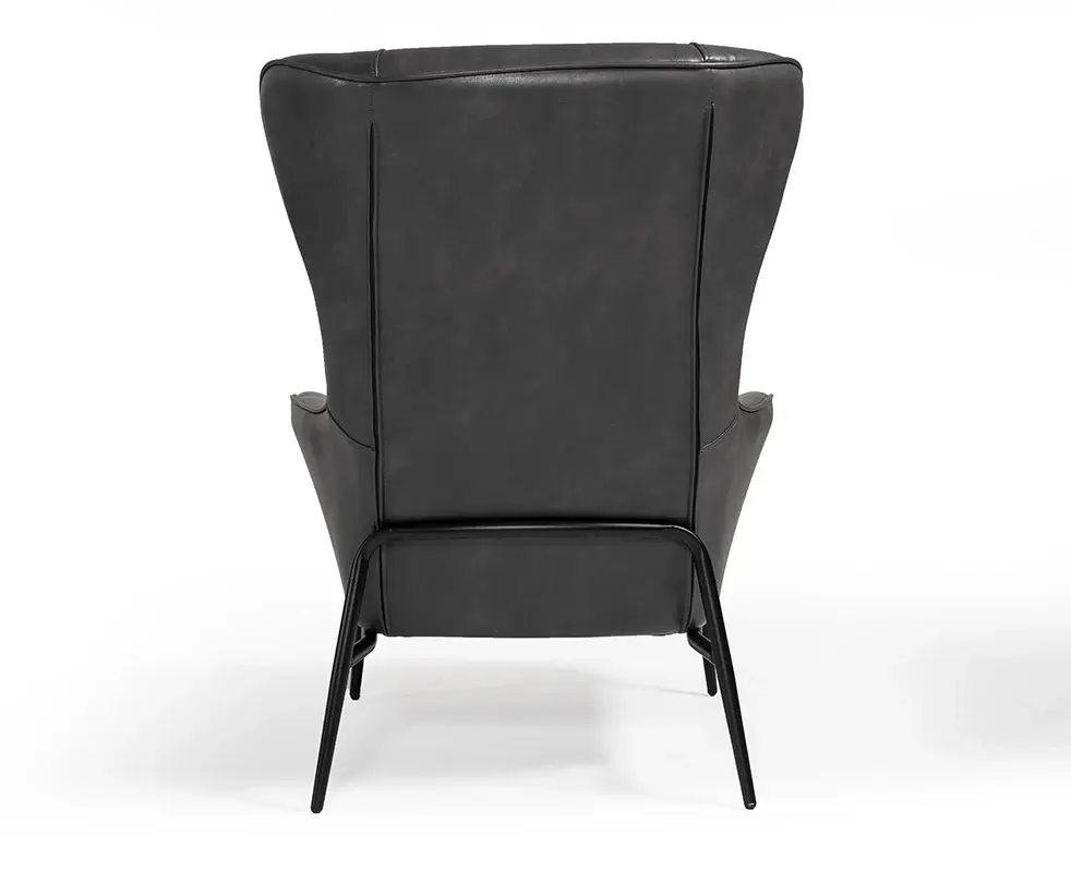 Solid Wood Divani Casa Susan Modern Deep Grey Leatherette Lounge Chair