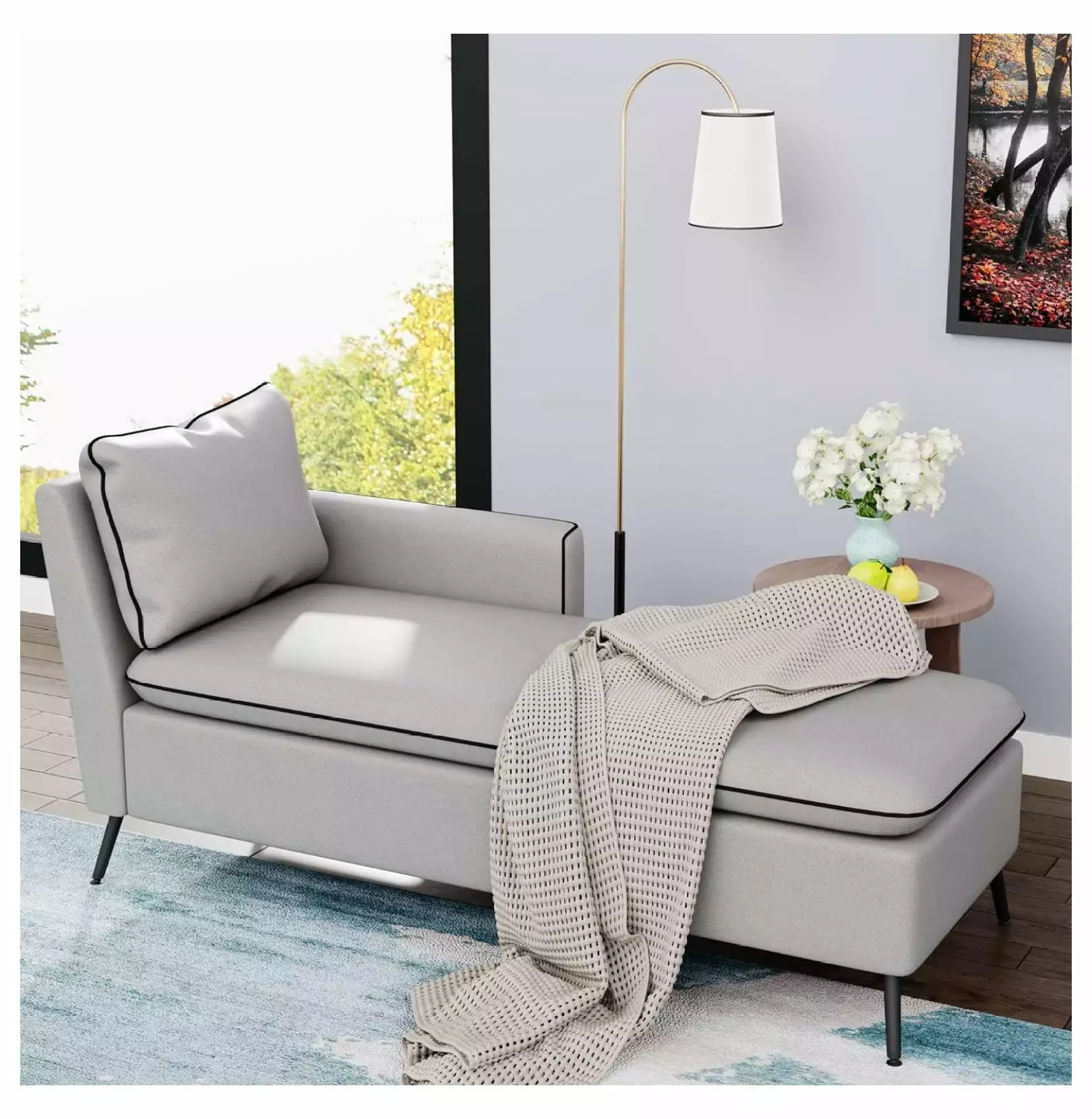 Superwum 57 Long Upholstered Chaise Lounge Chair Living Room Bedroom Office Chaise