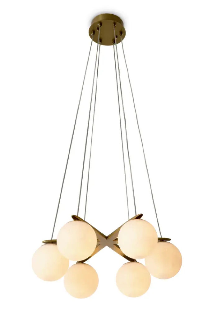 Alabaster Globes Chandelier Eichholtz Morro Luxury Ceiling Light Fixture