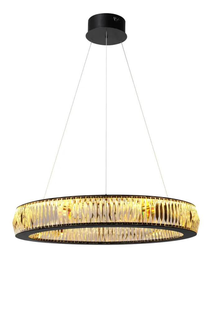 Eichholtz Vancouver Black Ring Crystal Glass Chandelier Luxury Lighting