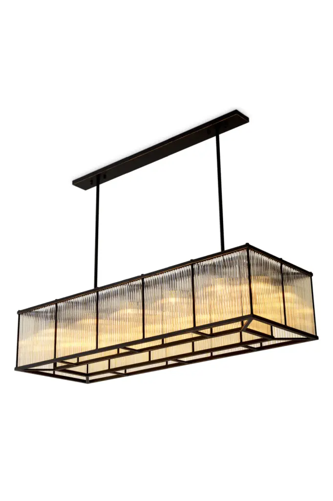 Glass Rods Rectangular Chandelier Eichholtz Bernardi Contemporary Lighting