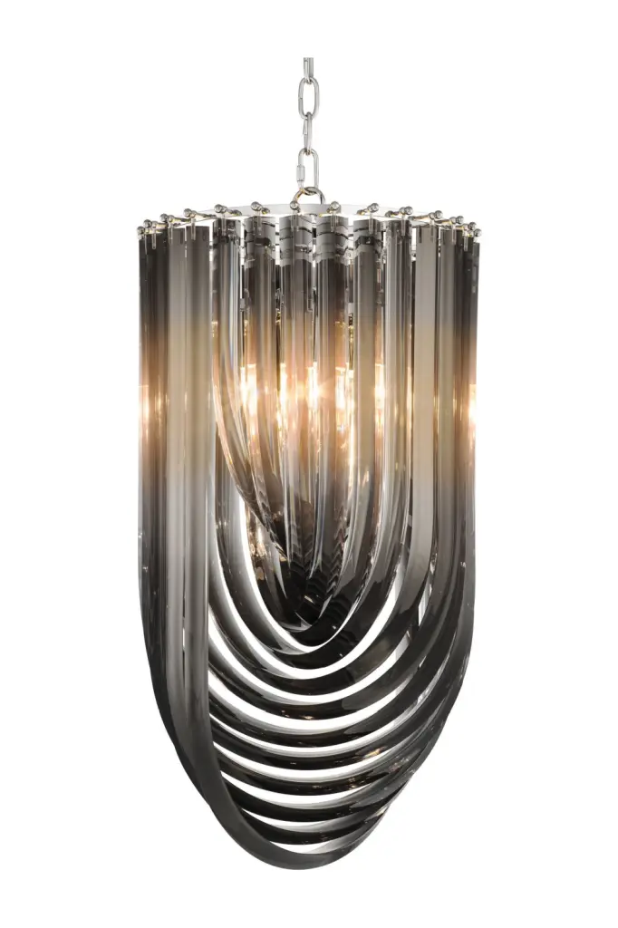Smoke Lucite Loop Chandelier Eichholtz Murano Modern Ceiling Light Fixture