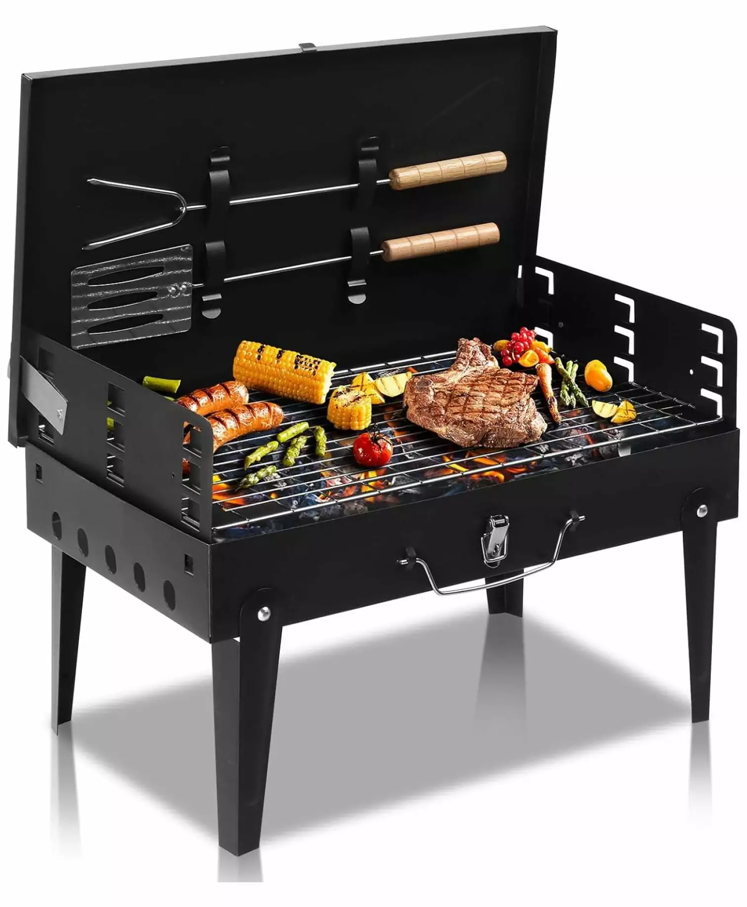 MiaHltTia Travel-friendly Charcoal Grill Outdoor Foldable BBQ Grill Accessories Camping Picnic