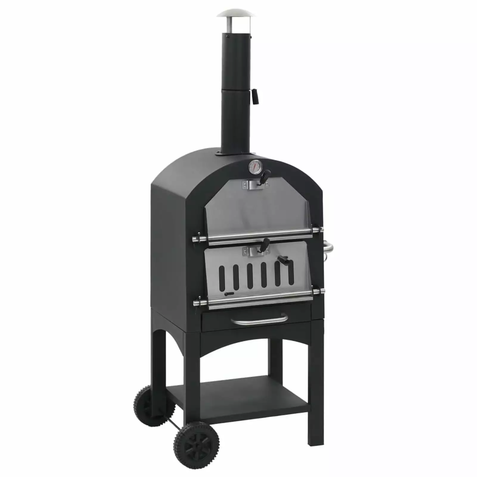 Anself Charcoal Fired BBQ Grill Pizza Oven Temperature Control and Wheels Camping