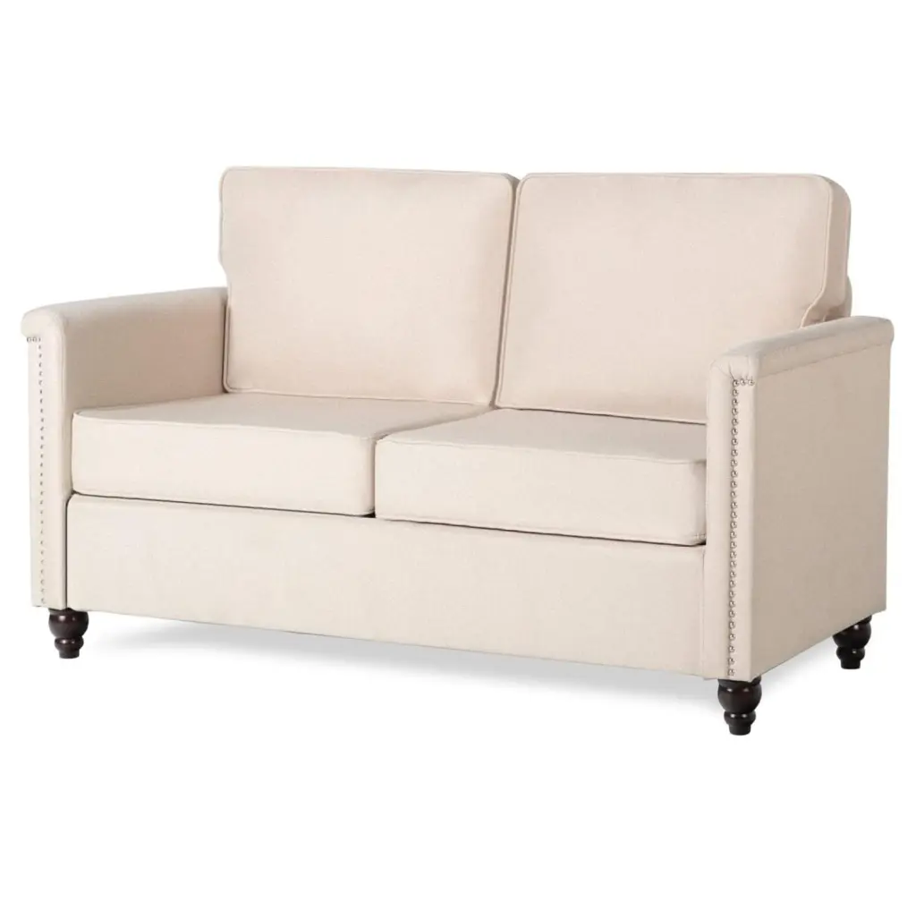 Gexandy Upholstered Traditional Chesterfield Loveseat Sofa Scrolled Arms - Fabric Love Seat Small Space Living Room Bedroo...