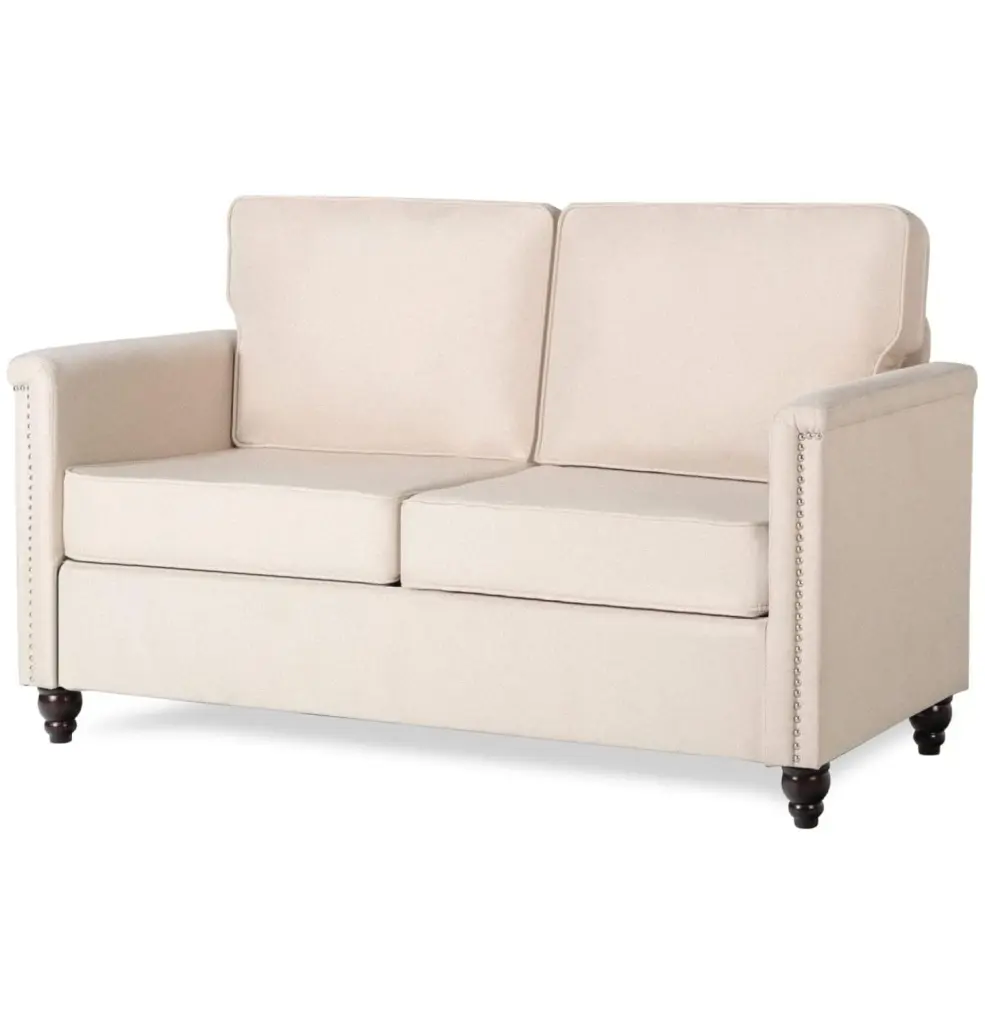 YuraZH Upholstered Traditional Chesterfield Loveseat Sofa Scrolled Arms - Fabric Love Seat Small Space Living Room Bedroom...