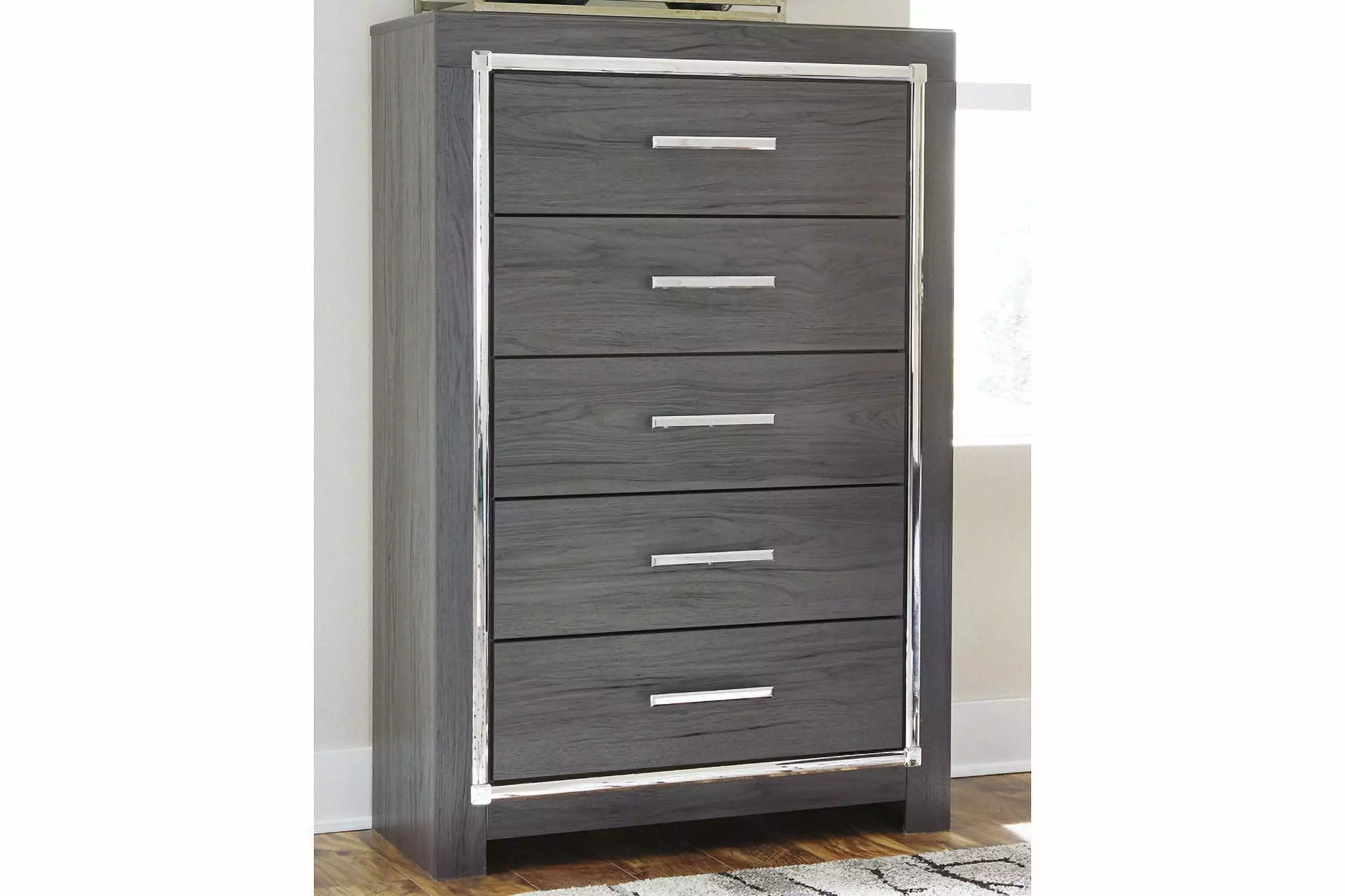 Ashley Furniture Lodanna 5 Drawer Chest Gray Bedroom Storage