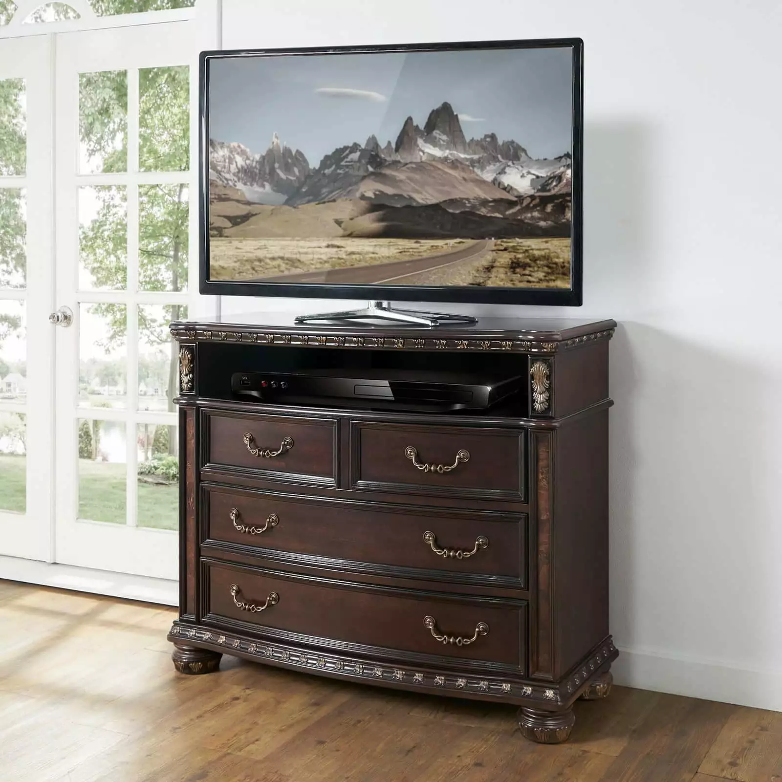 Steve Silver Monte Carlo Rich Cocoa Chocolate Media Wood Chest Home Storage Steve Silver Company