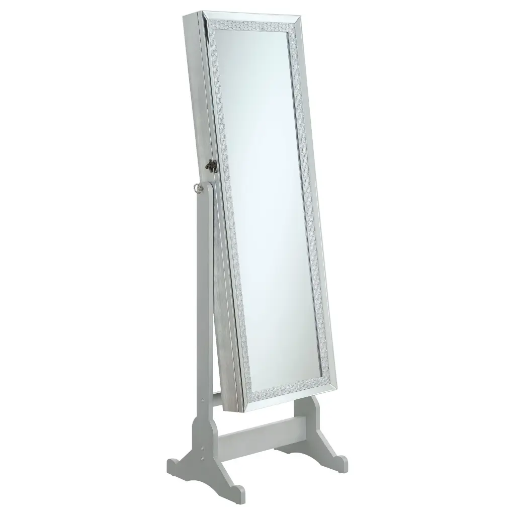 Elle Jewelry Cheval Mirror Crystal Trim Silver Full Length Mirror