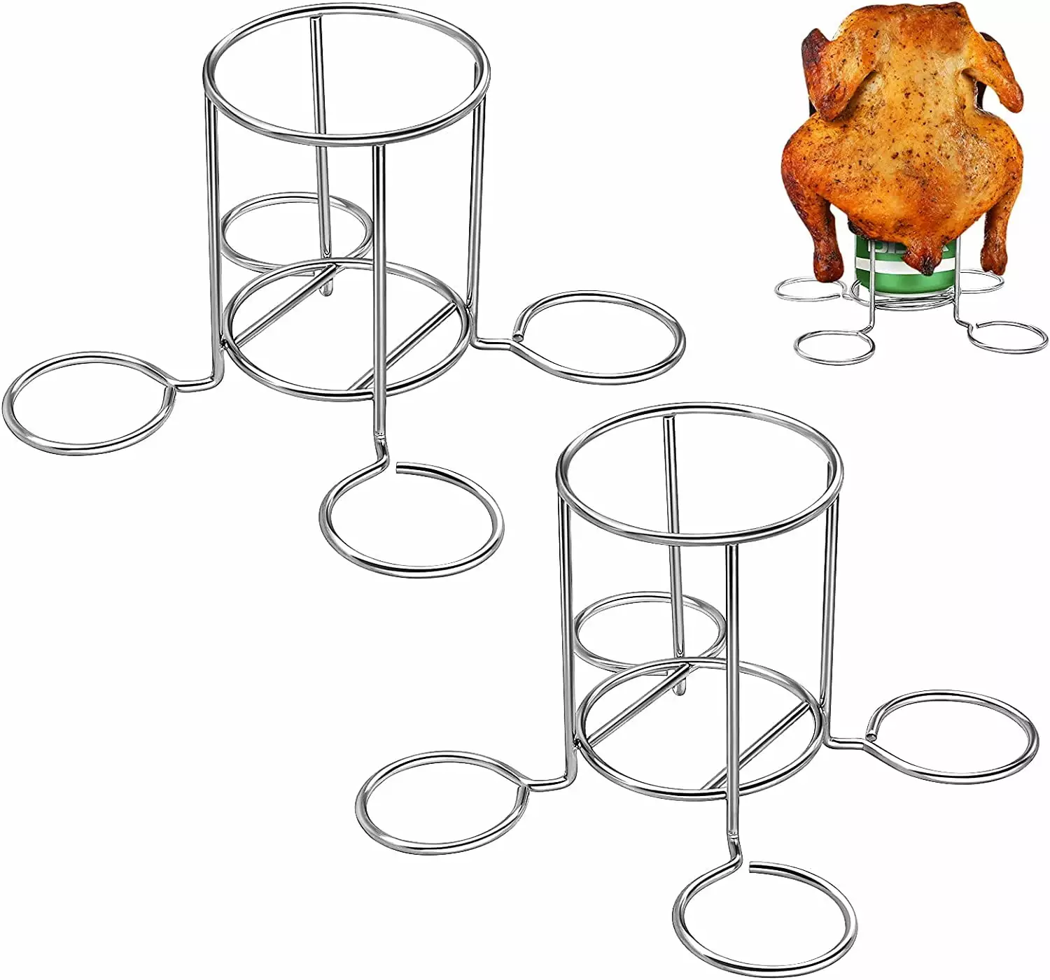 2 Pack Beer Can Chicken Holder HUART Beer Can Chicken Rack Grill Oven or Smoker 5.9in