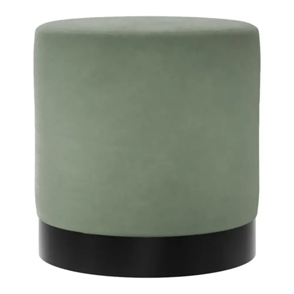 Kara Small Pouffe - Sage Soft pile & Matte Black