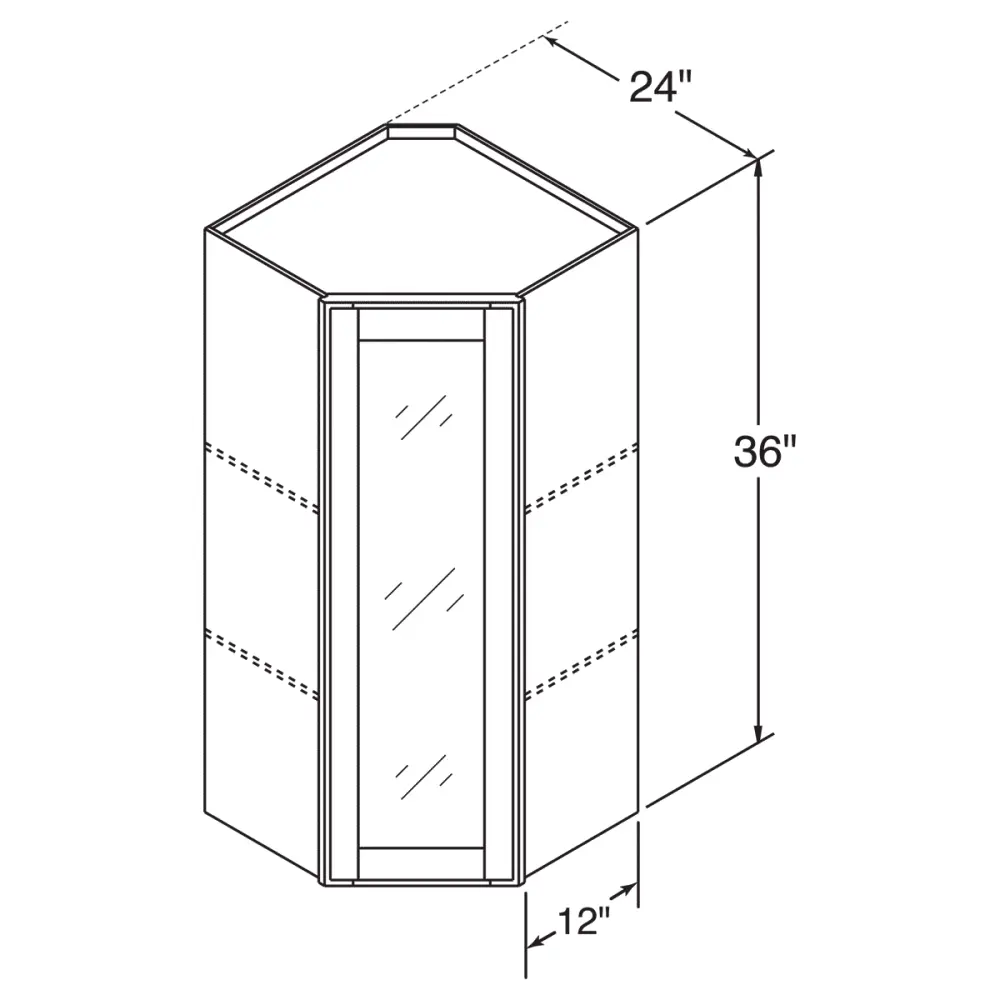 Opaque Glass Diagonal Corner Wall Kitchen Cabinet DCMD2436 Alpina White LessCare 24 . width 36 . height 12 . depth