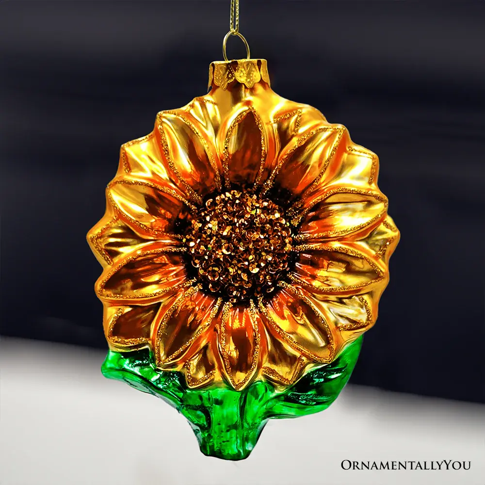 Sunflower Glass Christmas Ornament