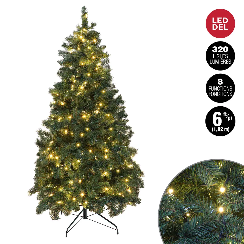 Noble Christmas Tree 320 Cozy White F5 LED Lights and 650 Tips, 6' (1.82 m)