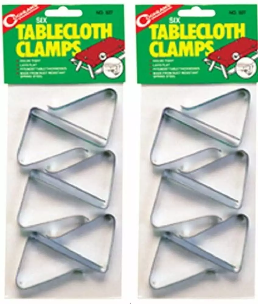 Coghlan's Table Cloth Clamp Set 2 Silver Heavy Duty Outdoor Tableware Accessories