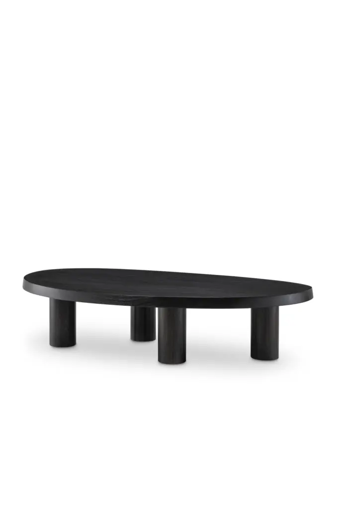 Charcoal Gray Solid Mahogany Wood Coffee Table Eichholtz Prelude Classic Living Room Table