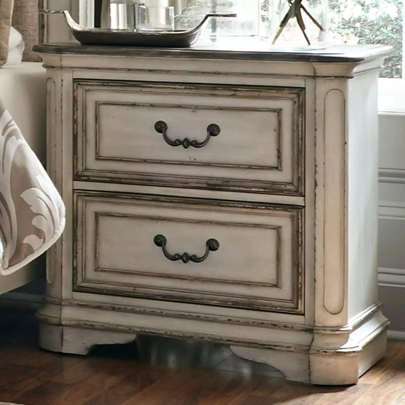 Magnolia Manor White 2 Drawer Night Stand - Classic Bedroom Furniture Liberty Furniture