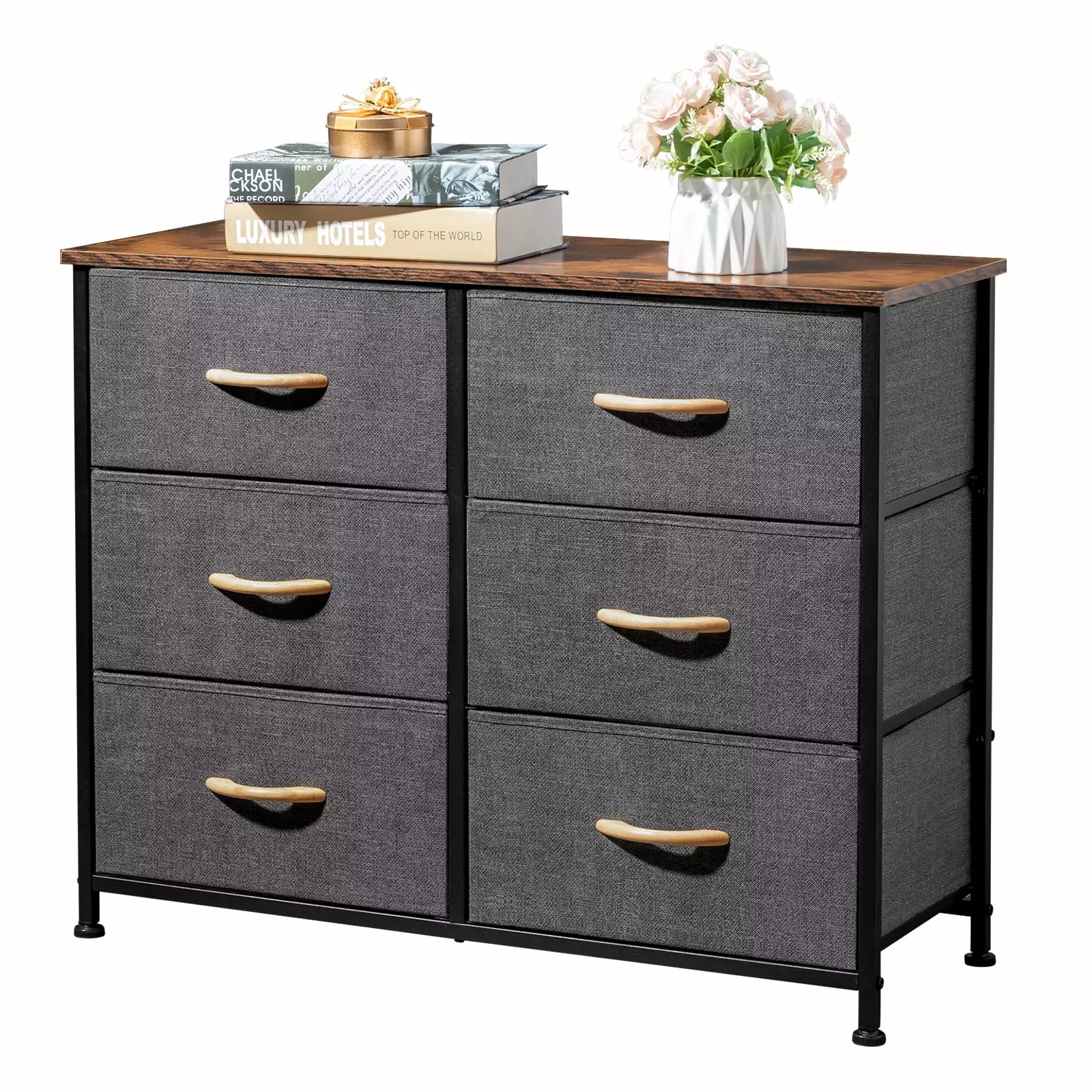 SalonMore Wide Dresser Tower Storage Arranger Closet Wood Top and Easy Pull Drawers