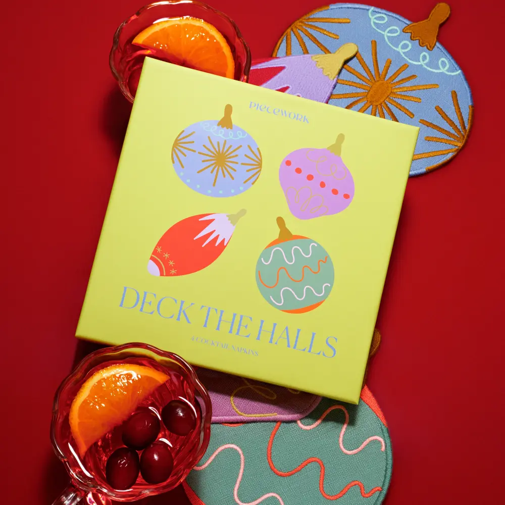 Organic Cotton Deck Halls Cocktail Napkins