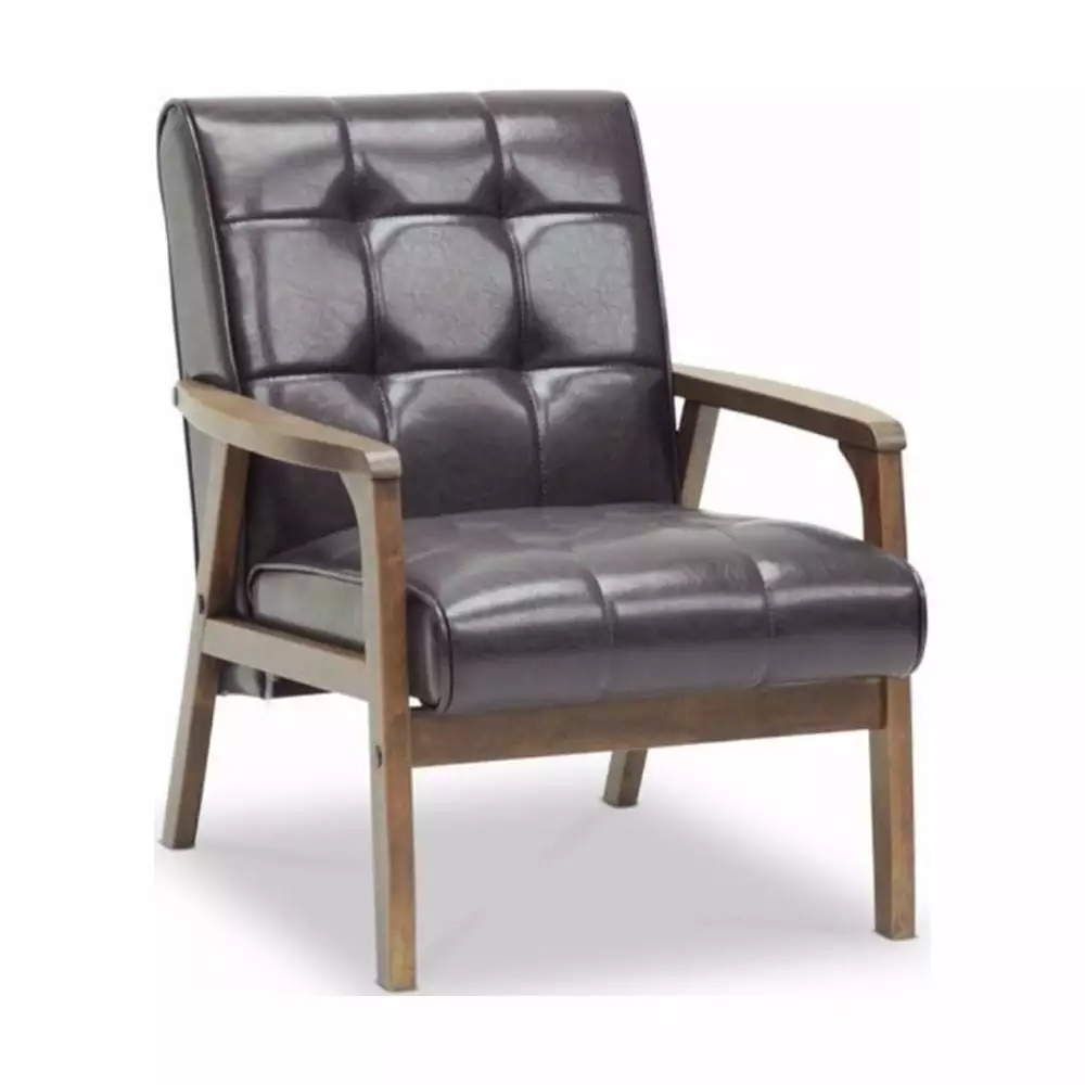 Baxton Studio Mid-Century Masterp Club Chair Brown Retro Living Room Furniture